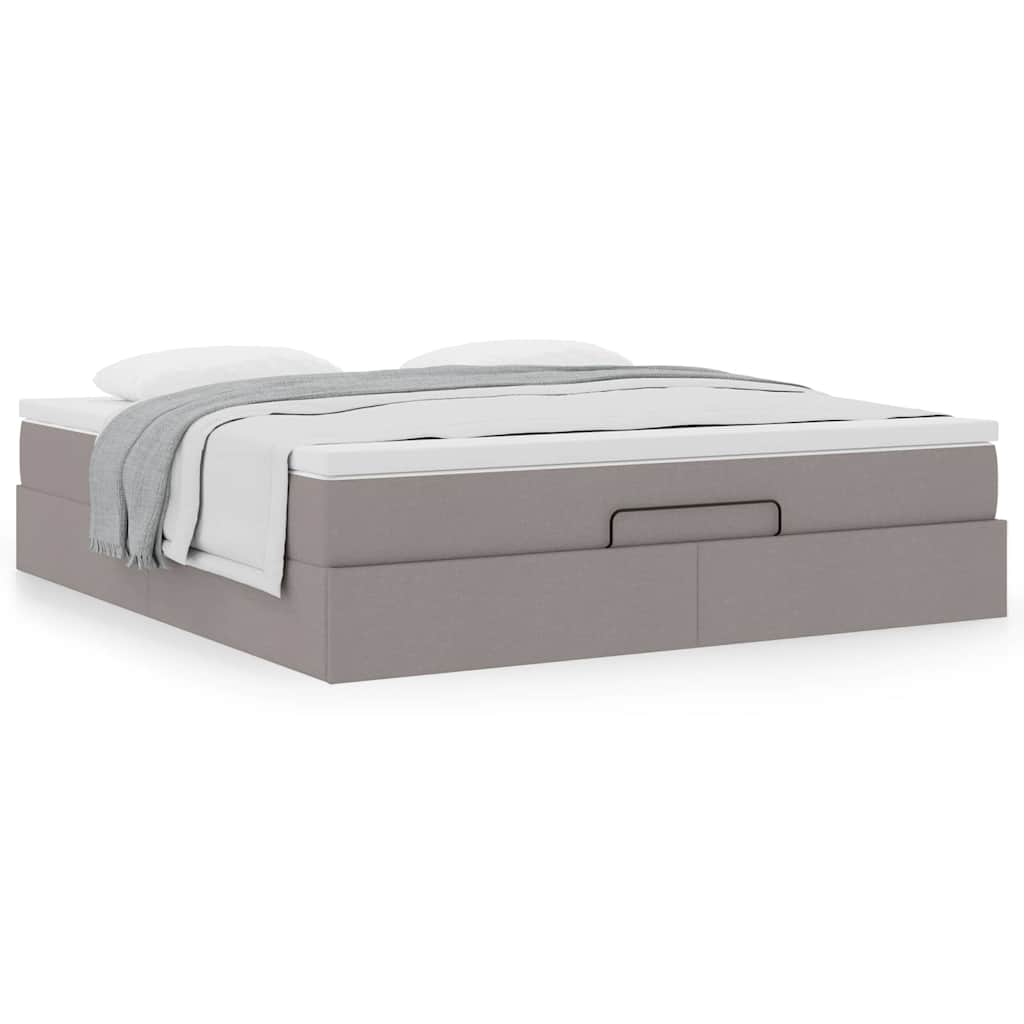 vidaXL Ottoman-Bett mit Matratze Taupe 180x200 cm Stoff