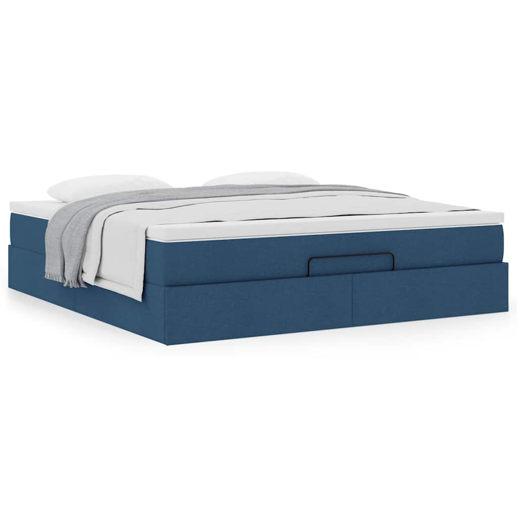 vidaXL Ottoman-Bett mit Matratze Blau 180x200 cm Stoff