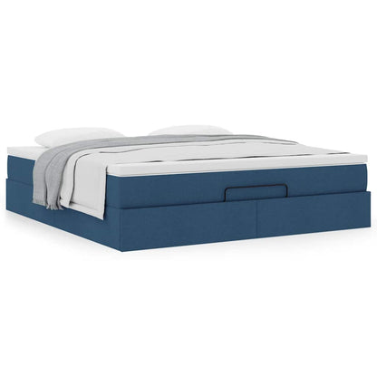 vidaXL Ottoman-Bett mit Matratze Blau 180x200 cm Stoff