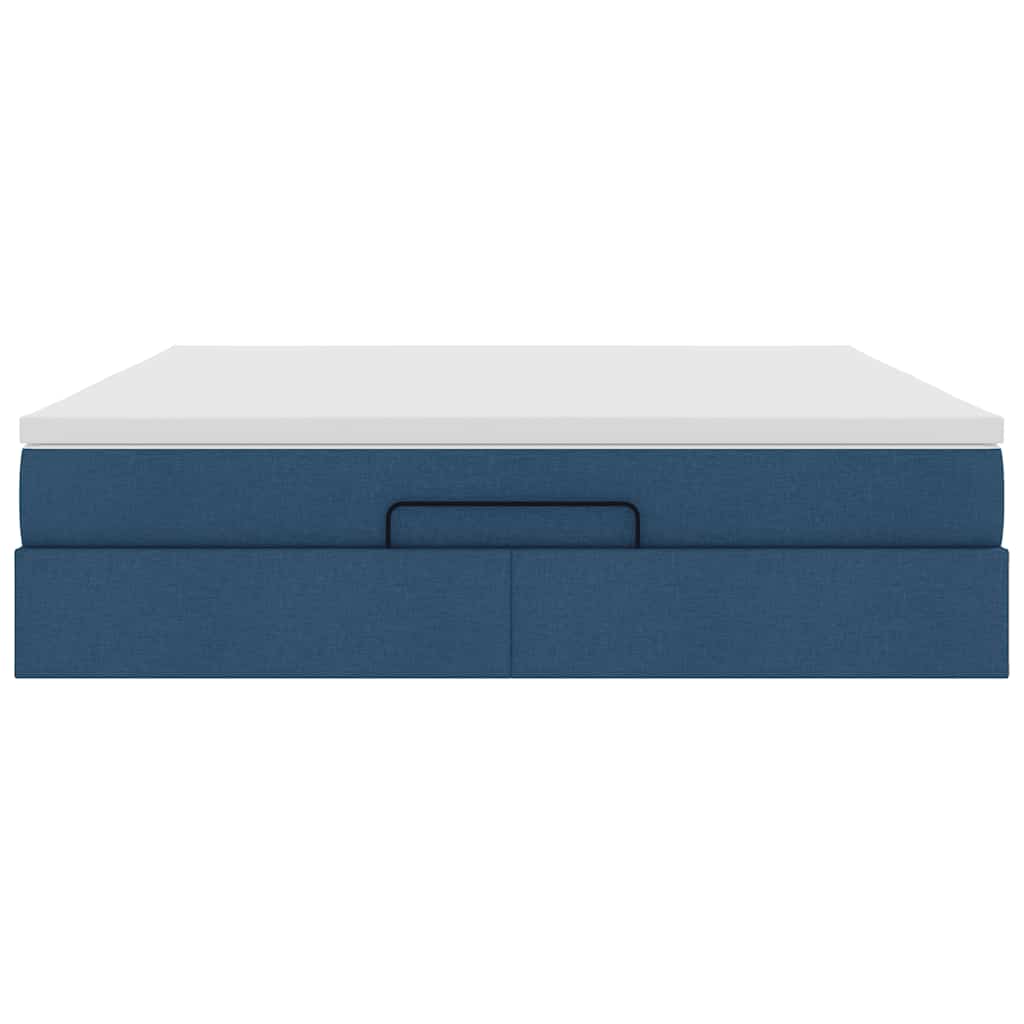 vidaXL Ottoman-Bett mit Matratze Blau 180x200 cm Stoff