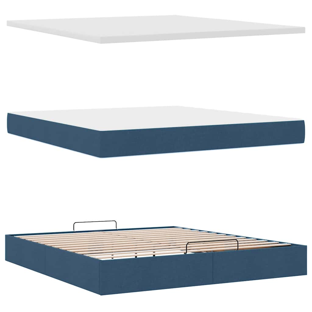 vidaXL Ottoman-Bett mit Matratze Blau 180x200 cm Stoff