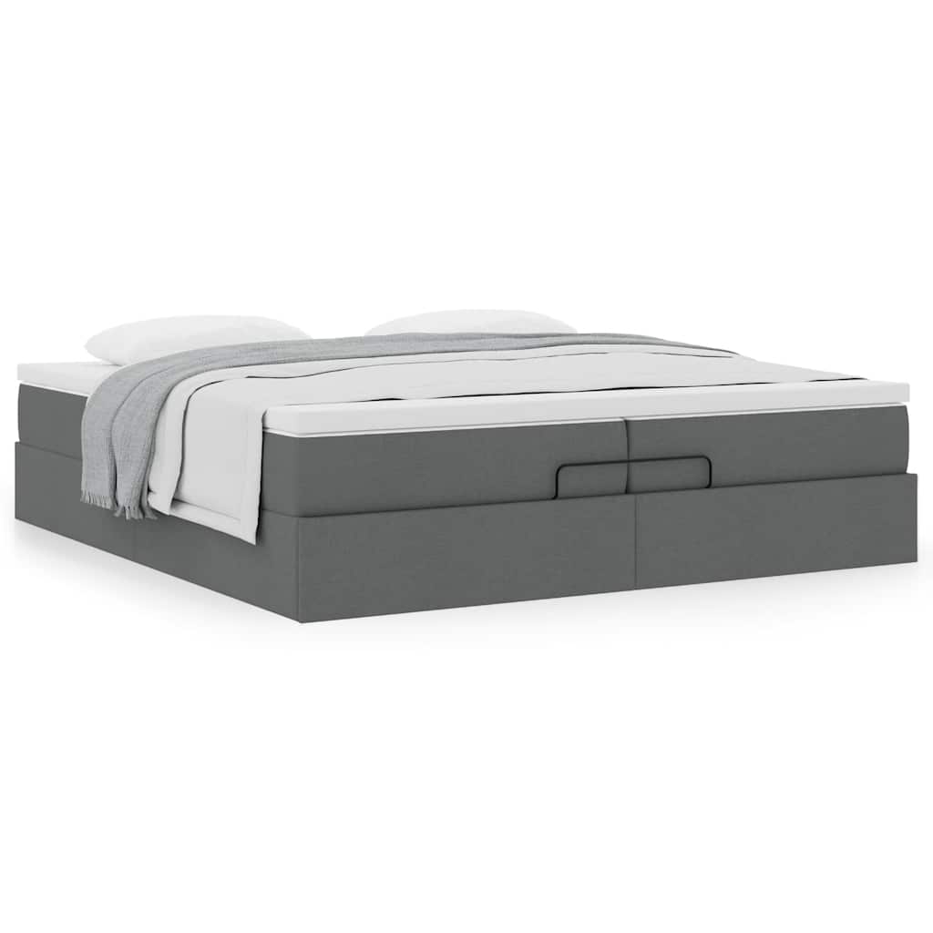 vidaXL Ottoman-Bett mit Matratzen Dunkelgrau 200x200 cm Stoff