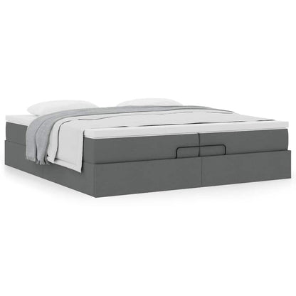 vidaXL Ottoman-Bett mit Matratzen Dunkelgrau 200x200 cm Stoff