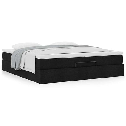 vidaXL Lit coffre avec matelas Noir 200x200 cm Tissu