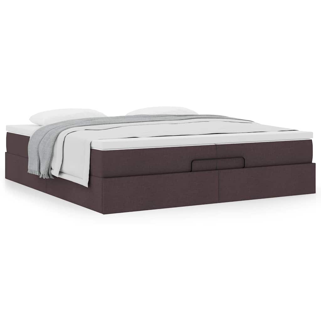 vidaXL Ottoman-Bett mit Matratzen Dunkelbraun 200x200 cm Stoff