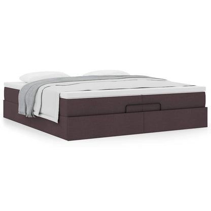 vidaXL Ottoman-Bett mit Matratzen Dunkelbraun 200x200 cm Stoff