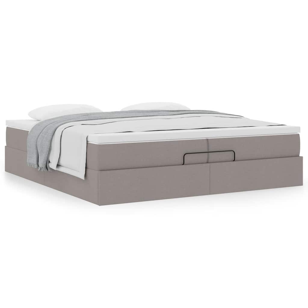 vidaXL Ottoman-Bett mit Matratzen Taupe 200x200 cm Stoff