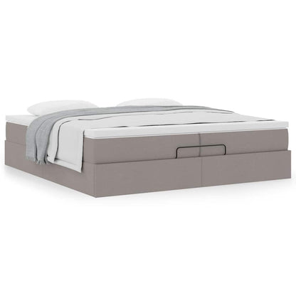 vidaXL Ottoman-Bett mit Matratzen Taupe 200x200 cm Stoff