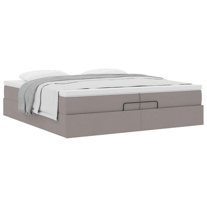 vidaXL Ottoman-Bett mit Matratzen Taupe 200x200 cm Stoff