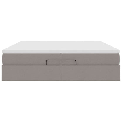 vidaXL Ottoman-Bett mit Matratzen Taupe 200x200 cm Stoff