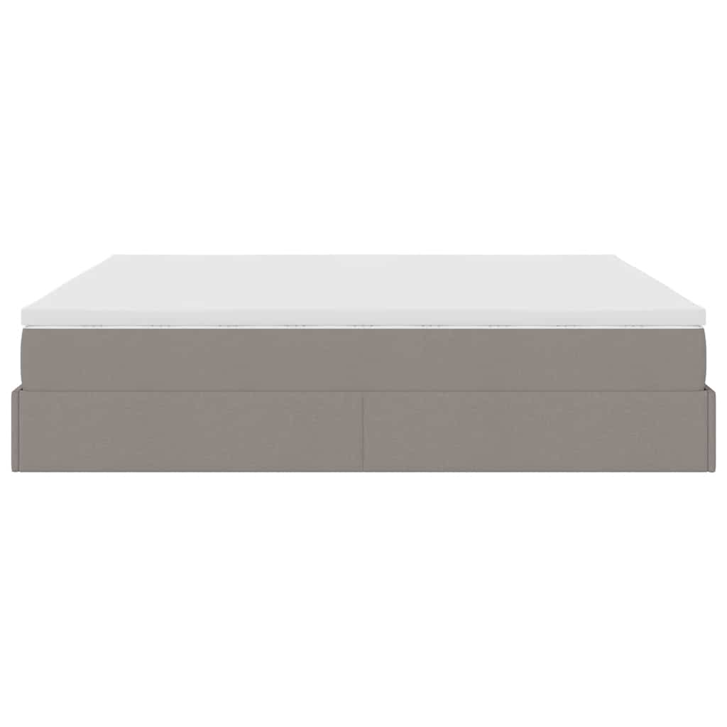 vidaXL Ottoman-Bett mit Matratzen Taupe 200x200 cm Stoff