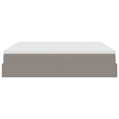 vidaXL Ottoman-Bett mit Matratzen Taupe 200x200 cm Stoff
