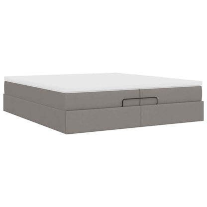vidaXL Ottoman-Bett mit Matratzen Taupe 200x200 cm Stoff