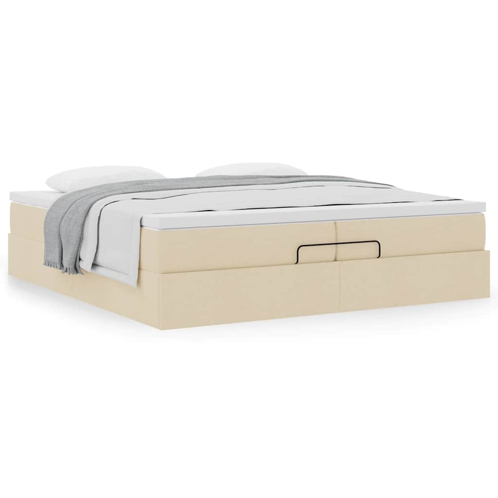 vidaXL Ottoman-Bett mit Matratzen Creme 200x200 cm Stoff