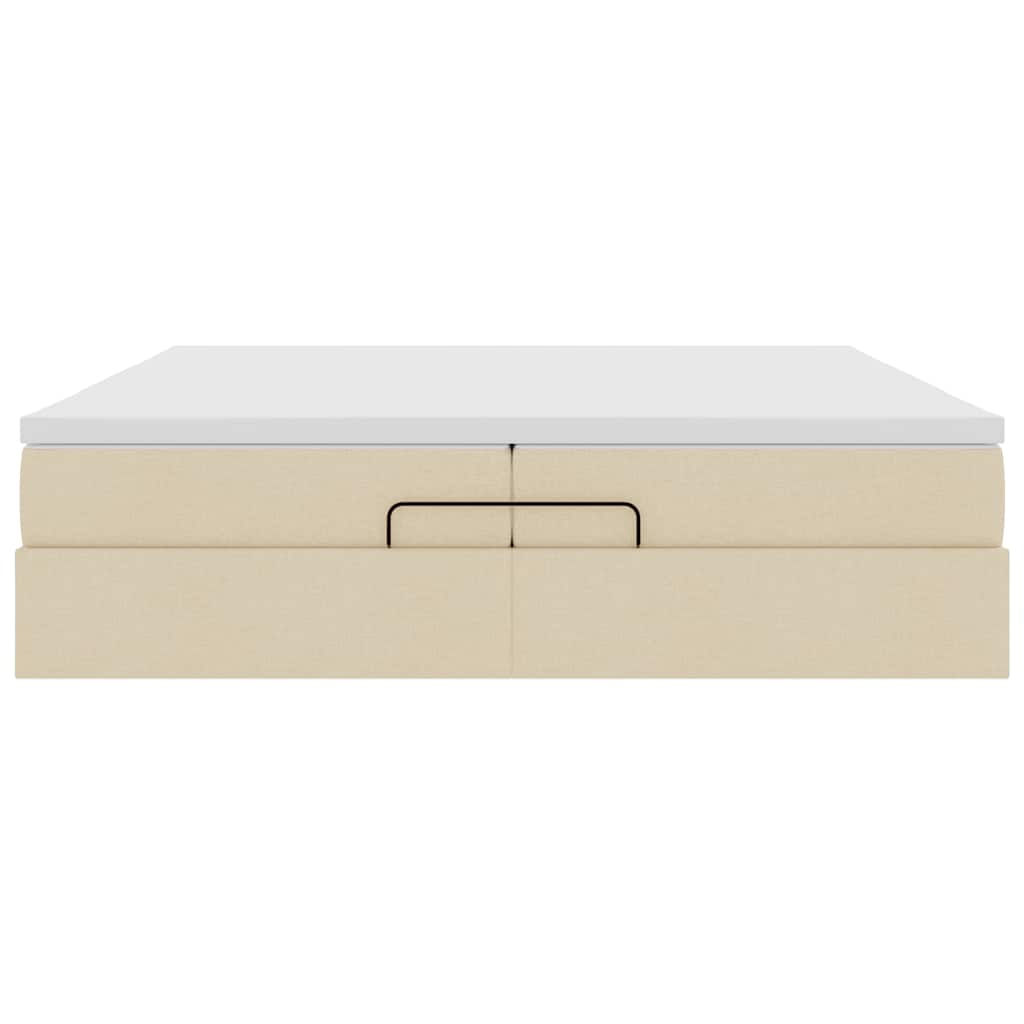 vidaXL Ottoman-Bett mit Matratzen Creme 200x200 cm Stoff