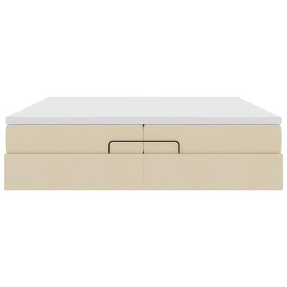 vidaXL Ottoman-Bett mit Matratzen Creme 200x200 cm Stoff