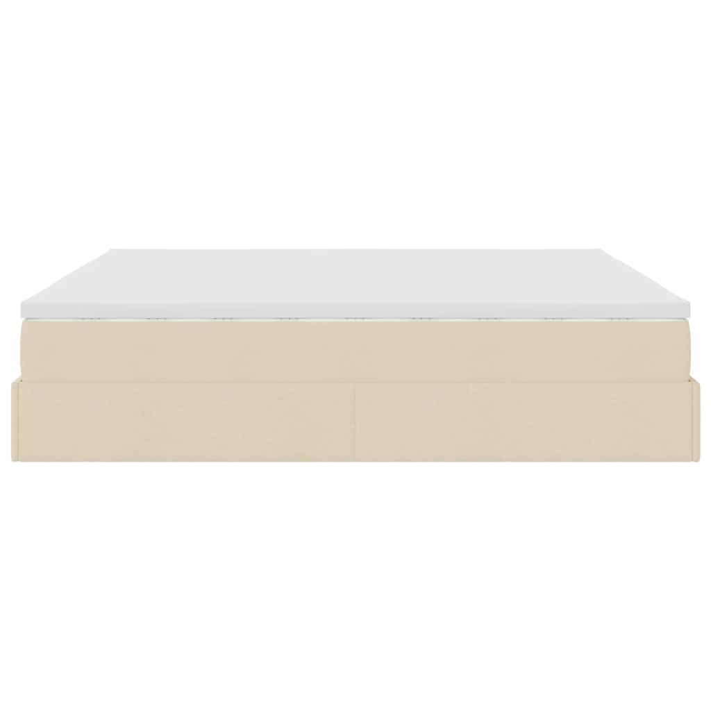 vidaXL Ottoman-Bett mit Matratzen Creme 200x200 cm Stoff