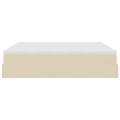 vidaXL Ottoman-Bett mit Matratzen Creme 200x200 cm Stoff