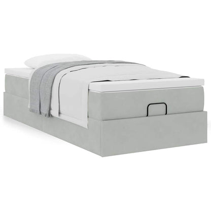 vidaXL Lit Ottoman avec matelas Gris clair 80x200 cm Velours