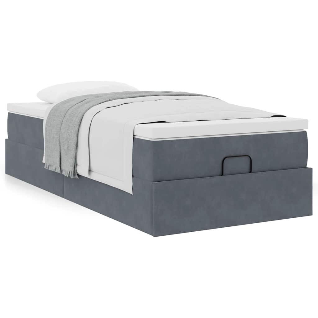 vidaXL Lit ottoman avec matelas gris foncé 80x200 cm velours