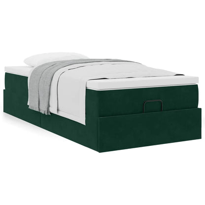 vidaXL Ottoman-Bett mit Matratze Dunkelgrün 80x200 cm Samt