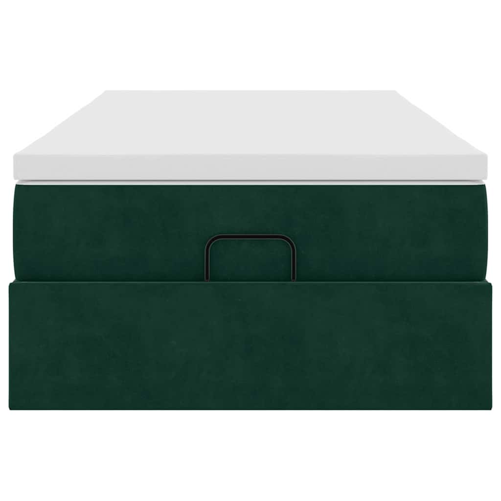 Ottoman-Bett mit Matratze Dunkelgrün 80x200 cm Samt