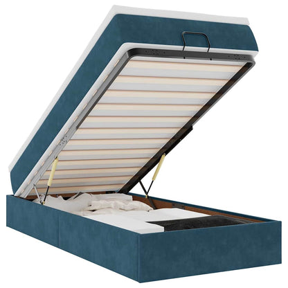 Ottoman-Bett mit Matratze Dunkelblau 80x200 cm Samt