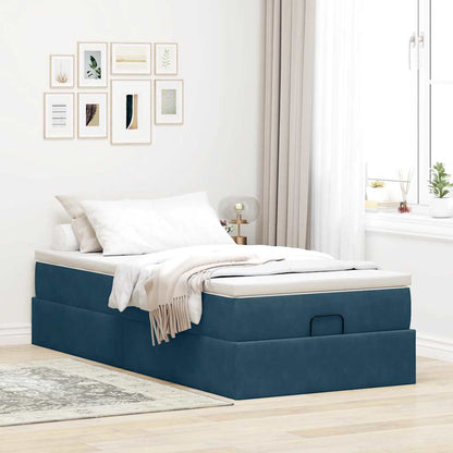 Ottoman-Bett mit Matratze Dunkelblau 80x200 cm Samt