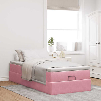vidaXL Ottoman-Bett mit Matratze Rosa 80x200 cm Samt