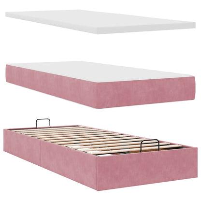 vidaXL Ottoman-Bett mit Matratze Rosa 80x200 cm Samt