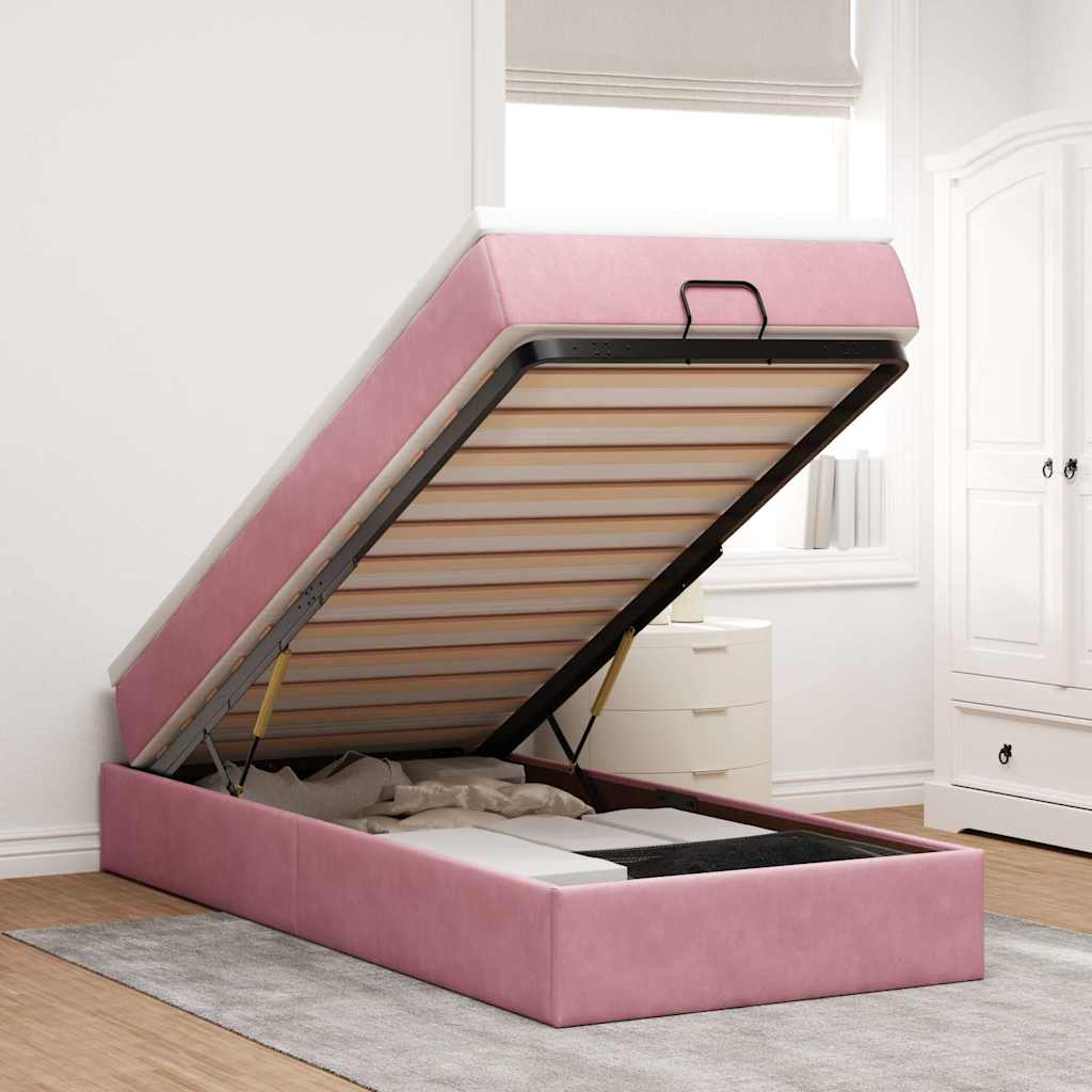 vidaXL Ottoman-Bett mit Matratze Rosa 80x200 cm Samt