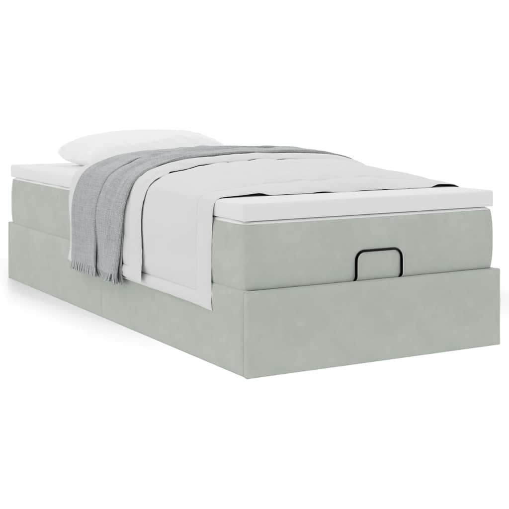 vidaXL Ottoman-Bett mit Matratze Hellgrau 90x190 cm Samt