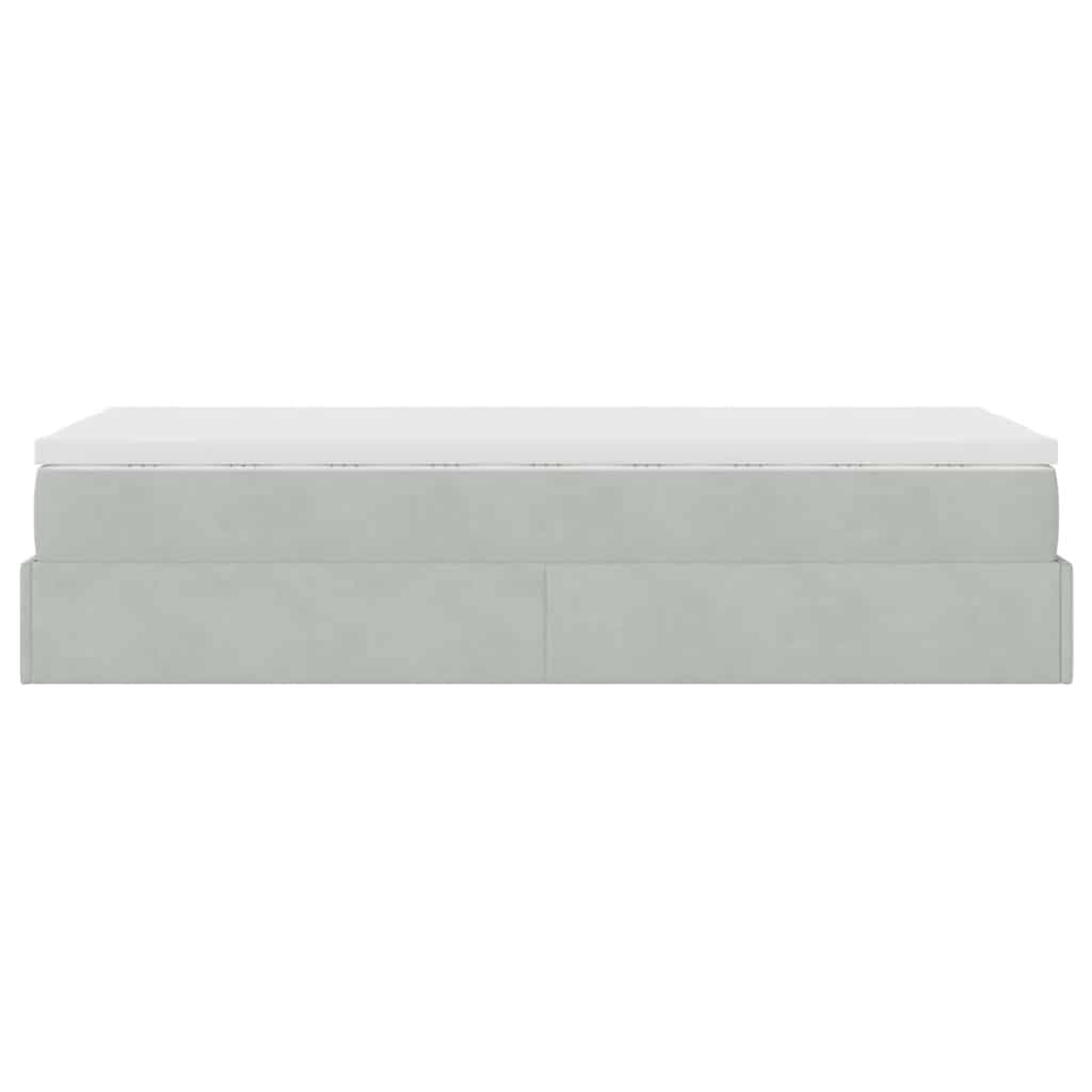 vidaXL Ottoman-Bett mit Matratze Hellgrau 90x190 cm Samt