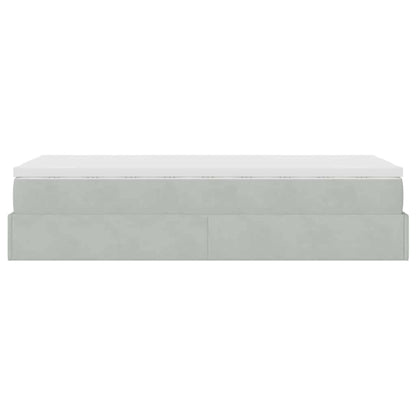 vidaXL Ottoman-Bett mit Matratze Hellgrau 90x190 cm Samt