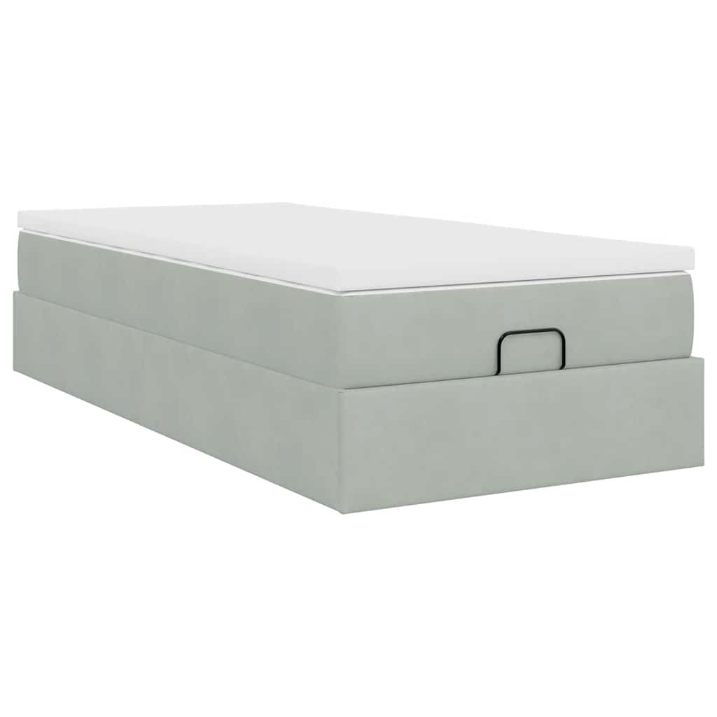 vidaXL Ottoman-Bett mit Matratze Hellgrau 90x190 cm Samt