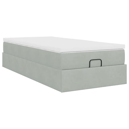 vidaXL Ottoman-Bett mit Matratze Hellgrau 90x190 cm Samt
