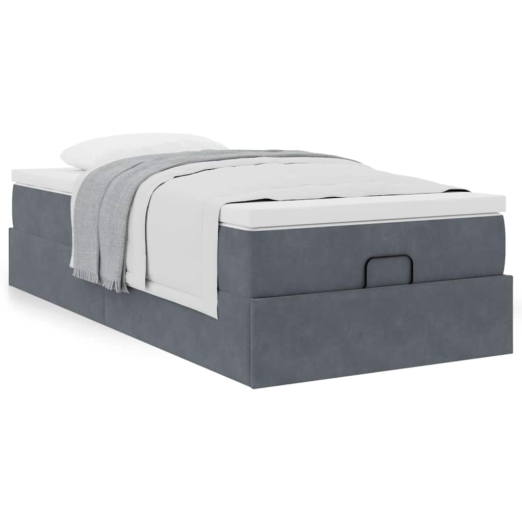 vidaXL Ottoman-Bett mit Matratze Dunkelgrau 90x190 cm Samt