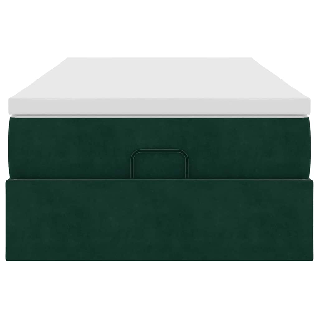 Ottoman-Bett mit Matratze Dunkelgrün 90x190 cm Samt