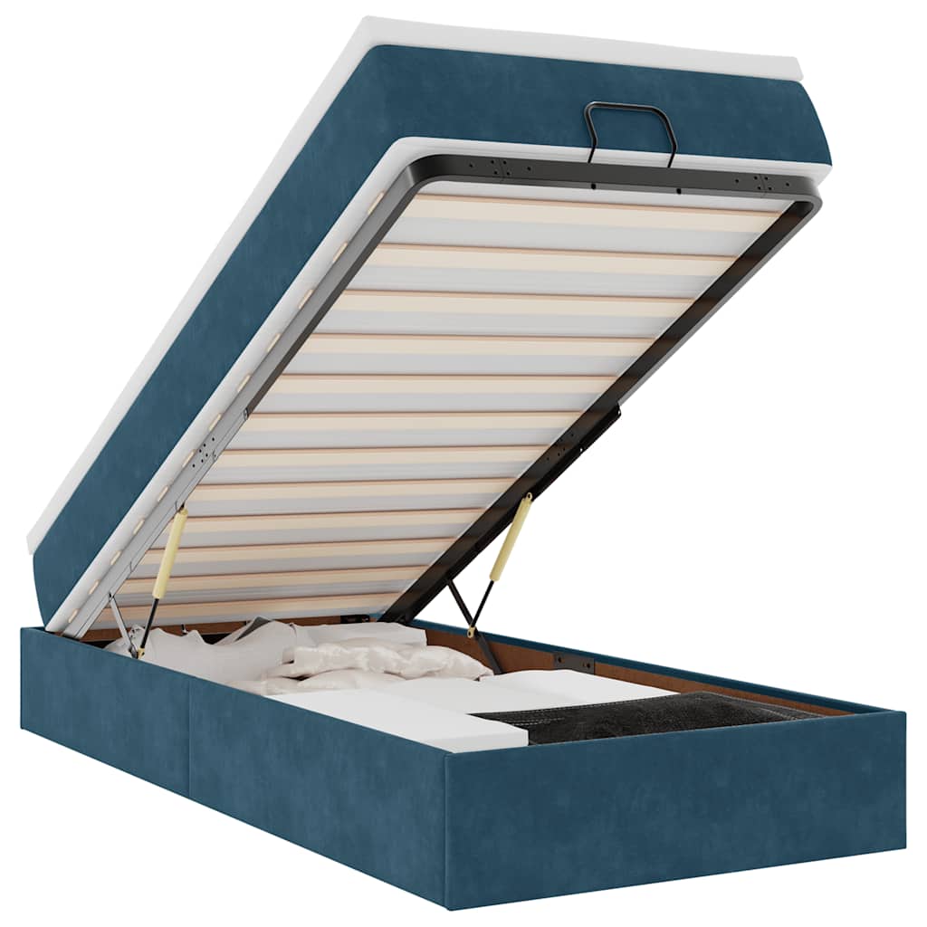 Ottoman-Bett mit Matratze Dunkelblau 90x190 cm Samt