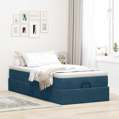 Ottoman-Bett mit Matratze Dunkelblau 90x190 cm Samt
