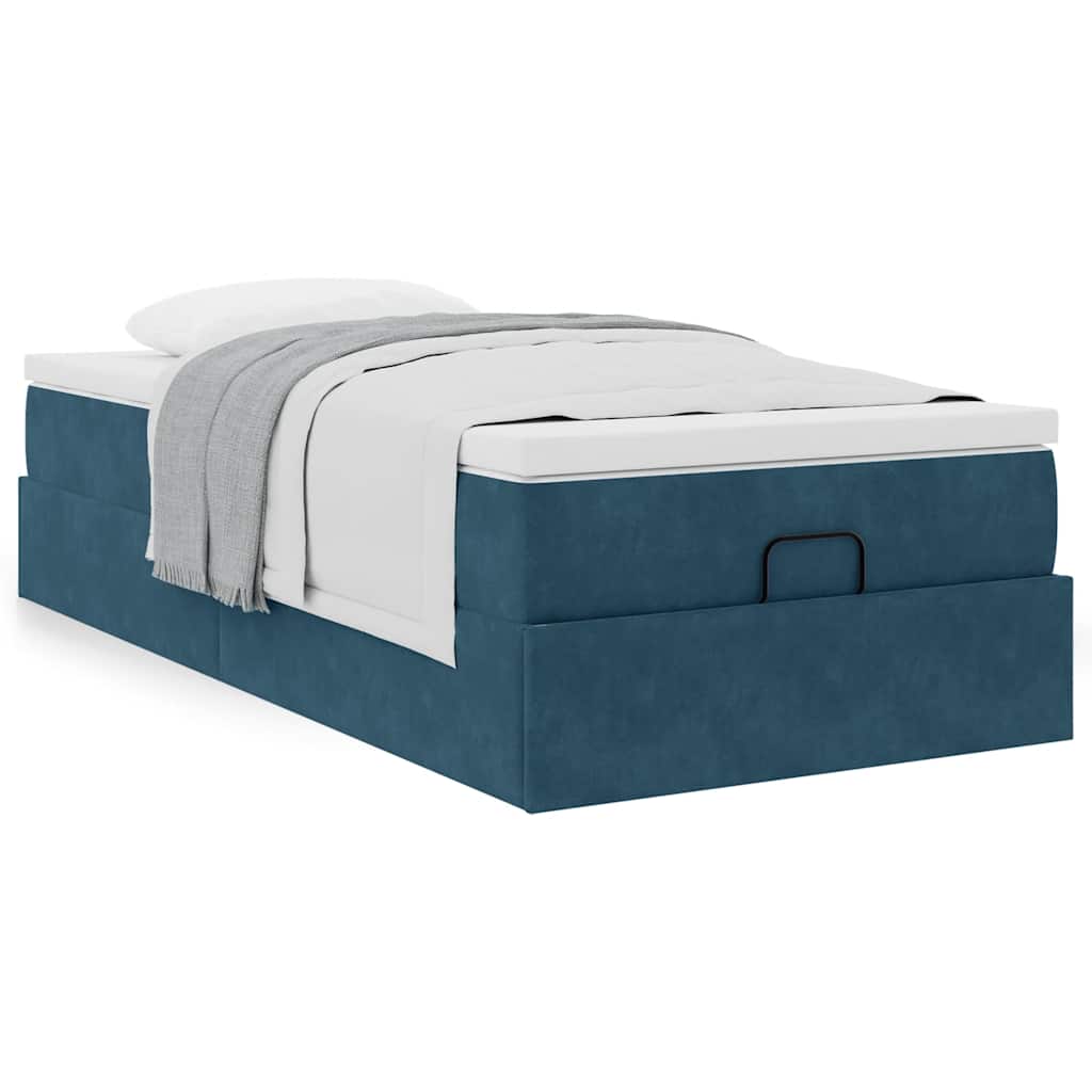 vidaXL Ottoman-Bett mit Matratze Dunkelblau 90x190 cm Samt