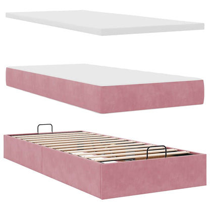 vidaXL Ottoman-Bett mit Matratze Rosa 90x190 cm Samt