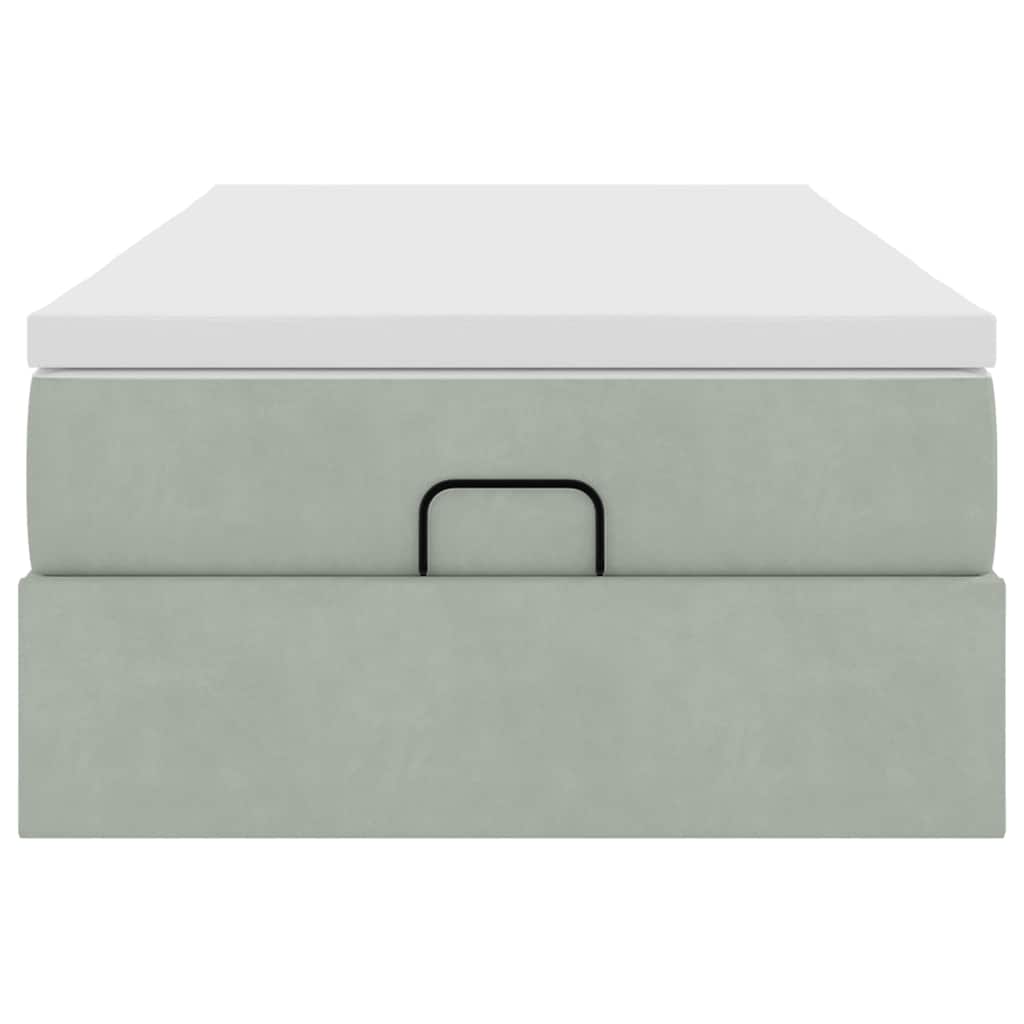 vidaXL Ottoman-Bett mit Matratze Hellgrau 90x200 cm Samt