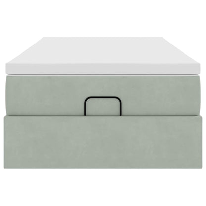 vidaXL Ottoman-Bett mit Matratze Hellgrau 90x200 cm Samt