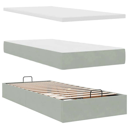 vidaXL Ottoman-Bett mit Matratze Hellgrau 90x200 cm Samt