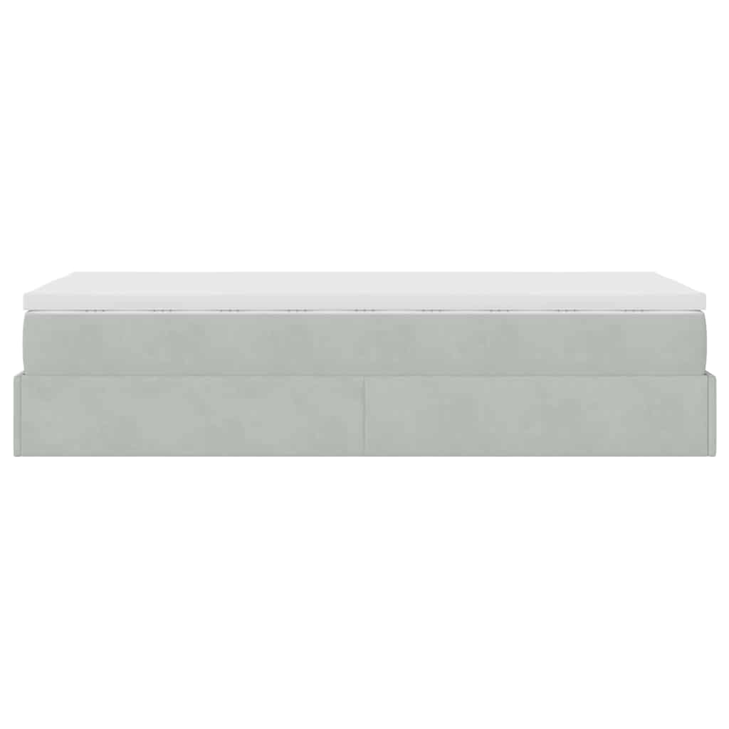 vidaXL Ottoman-Bett mit Matratze Hellgrau 90x200 cm Samt