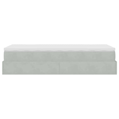 vidaXL Ottoman-Bett mit Matratze Hellgrau 90x200 cm Samt