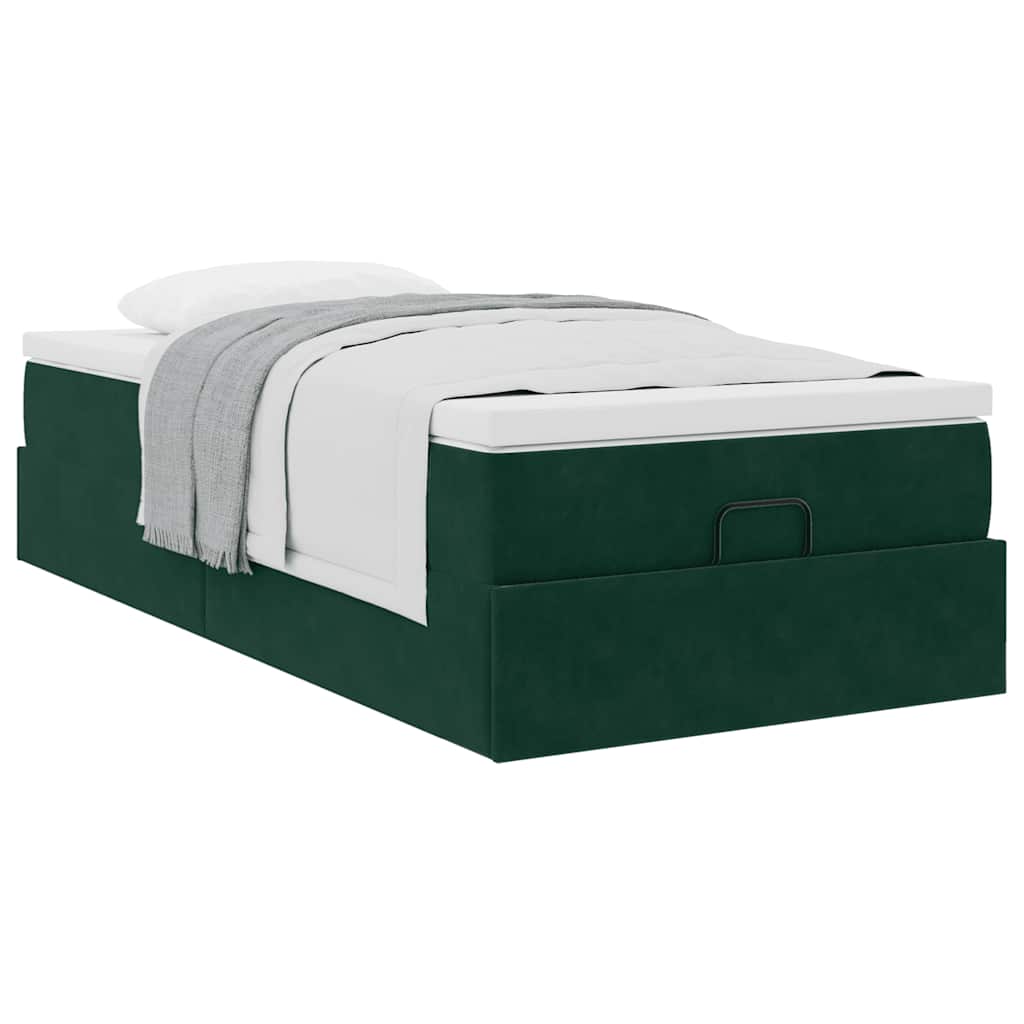 vidaXL Lit avec sommier tapissier et matelas Vert foncé 90x200 cm Velours