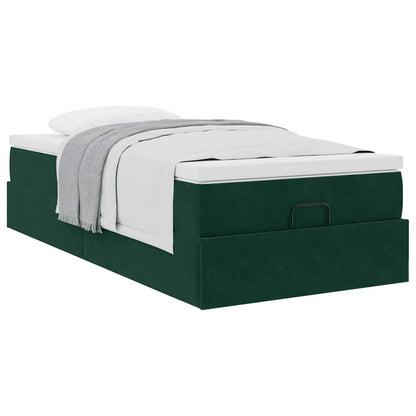 vidaXL Lit avec sommier tapissier et matelas Vert foncé 90x200 cm Velours