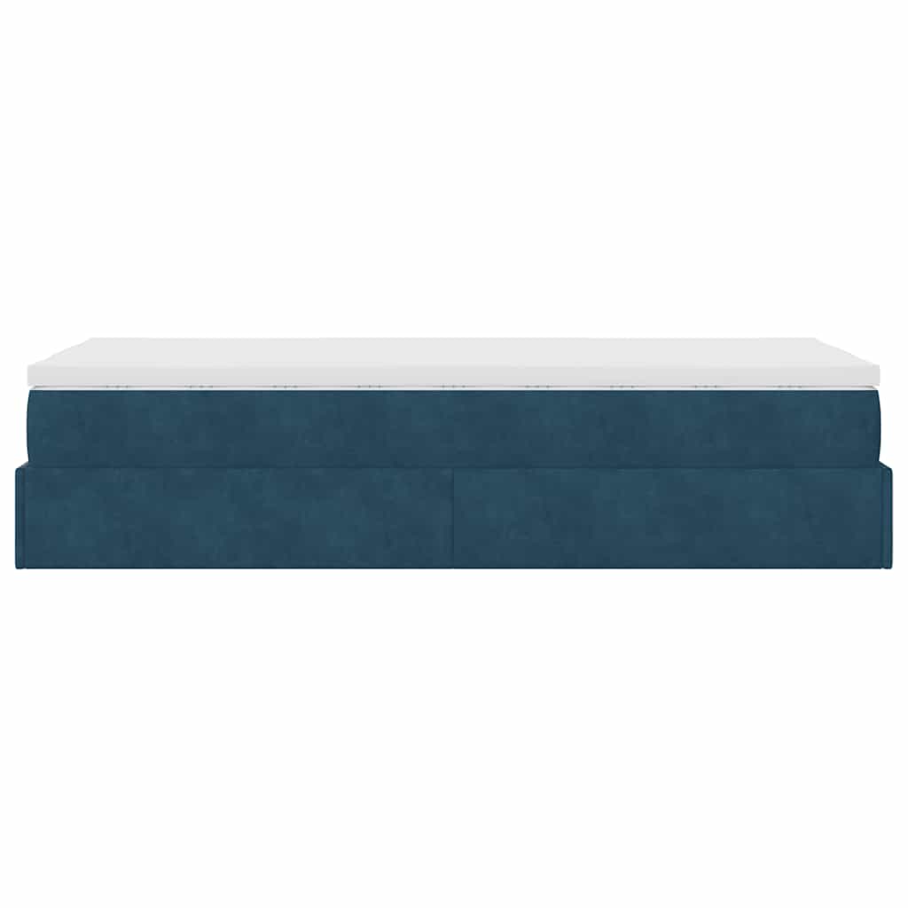 Ottoman-Bett mit Matratze Dunkelblau 90x200 cm Samt
